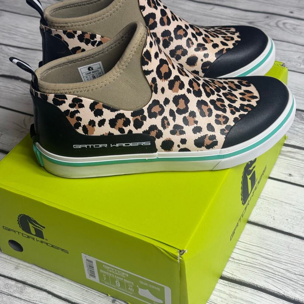 Gator Wader Camp Boots | Womens - Leopard/Aqua Size 9 - Picture 8 of 8